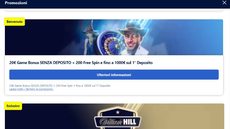 William Hill Promozioni